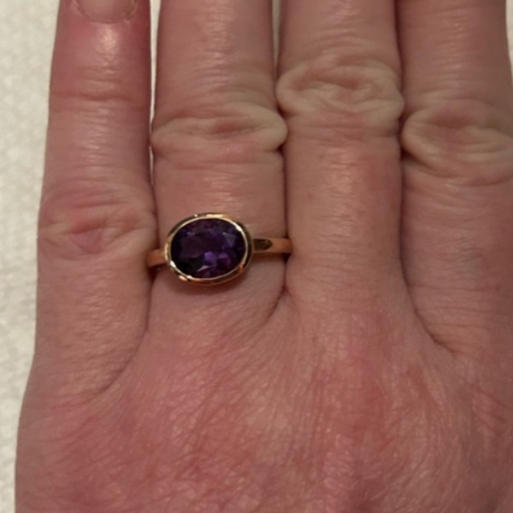 NEW 10K ROSE GOLD  Amethyst  BEZEL Hearts ROYAL East to West Bezel 10kt 10k 10KT